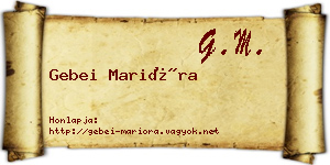 Gebei Marióra névjegykártya
